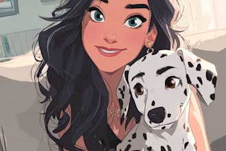 make a disney children cartoon illustration