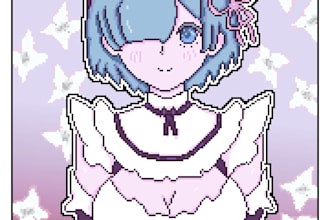 detailed anime illustration in pixel art style