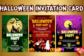 design a spooky halloween party invitation card or event flyer