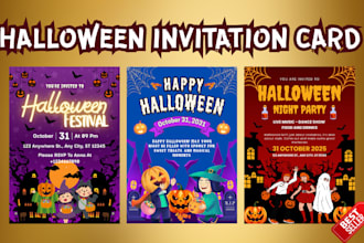 design a spooky halloween party invitation card or event flyer