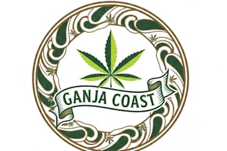 expertly create, cannabis, weed, marijuana hemp and cbd logo