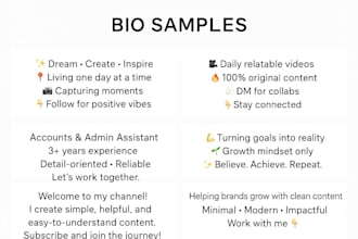 write a professional and attractive bio for your social media profile