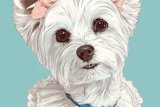 design a custom disney pet portrait illustration