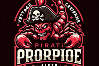 do custom vintage pirate scorpion mascot logo with t shirt design