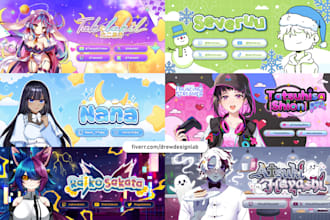 design cute vtuber anime header banner for twitch, youtube