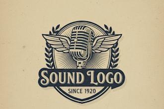 design a unique vintage sound logo for your brand or project