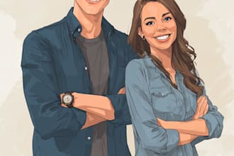 draw couple portrait illustration
