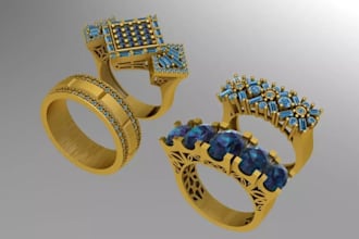 create stl ring, grilz, pendant, bracelet jewelry design rendering for 3d print