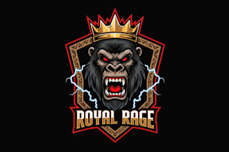 design wonderful angry king gorilla head mascot logo