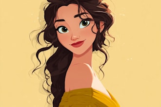 paint beautiful portrait in disney cartoon