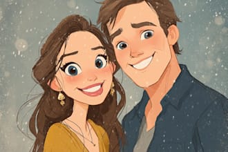 draw your portrait in charming disney animation style