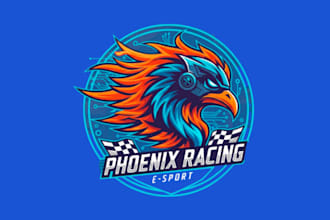 create awesome style phoenix racing e sport mascot logo design with 1 day delive