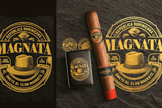 premium design cigar band, labels, box, and logo