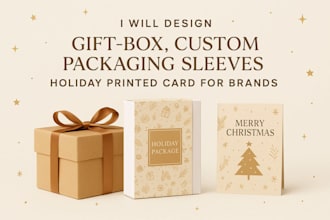 design gift box, custom packaging sleeves, holiday printed card for brands