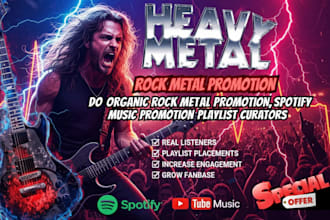 do organic rock metal music promotion, spotify music promotion playlist curators