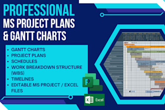 create gantt charts, project plans, schedules, and wbs in ms project or excel