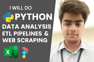 data analysis, etl, python scripts, create data visuals