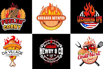 design BBQ, bar, bakery, bistro, restaurant, food, tea, café and coffee logo