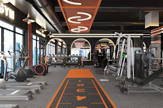 makeover basement gym house, modern fitness center interior,workout space render