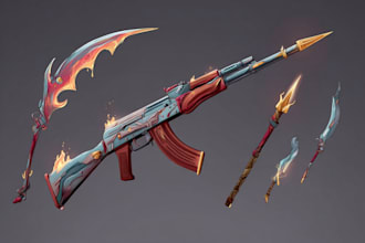 design creative concept art of weapons and items