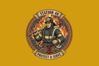 create high quality firefighter logo with satisfaction guarantee