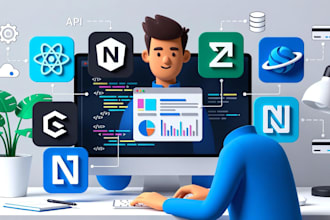 develop professional fullstack web development using react , next and node