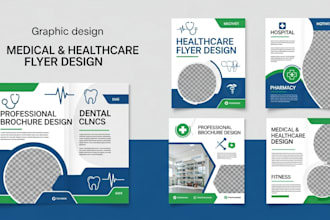 design medical, healthcare, fitness dental, pharmacy business flyer and brochure