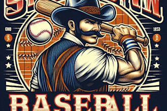 design high quality baseball mascot logo with t shirt design