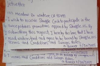 handwrite shuffle cash cards and envelopes for you