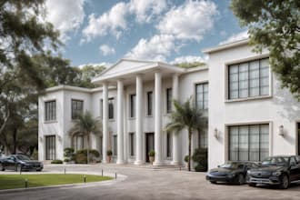remodel modern neoclassical concrete house, home gym interior, modern exterior