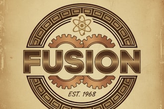 design a unique vintage fusion logo for your brand or project