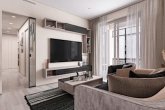 design 3d minimalist apartment,interior living, furniture layout,cgi accent wall