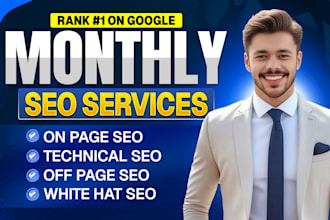 provide complete monthly SEO service to grow google rankings