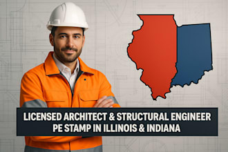 licensed architect, structural engineer, pe stamp in illinois, indiana