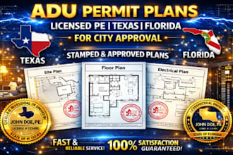licensed pe stamp texas florida adu permit plans for city approval