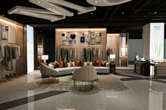 design clothing store interior, jewelry shop, boutique layout, cgi retail store