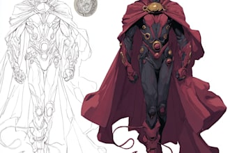 create concept art superhero character for comics cartoon