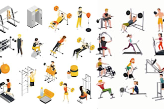 draw exercise fitness workout yoga medical illustration in sketch or flat style