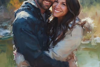 draw couple and wedding portrait illustration