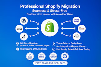 migrate and design a fast shopify setup wix to shopify and wordpress to shopify