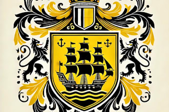 design a royal, vintage, or heraldic coat of arms logo