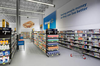 restage supermarket interior,modern minimart, shelving relayout,cgi retail space