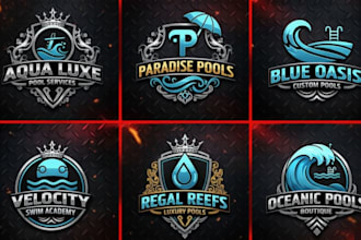 makes swimming pool, pool cleaning logo design