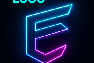 design a futuristic, modern and neon style gaming logo