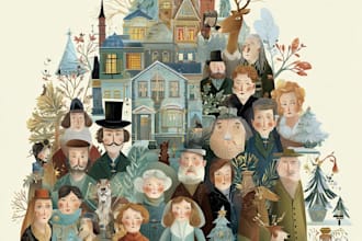 create a beautiful illustrated christmas card