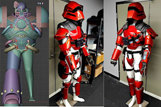 3d wearable cosplay armor model, 3d helmet design, eva foam cosplay armor, props
