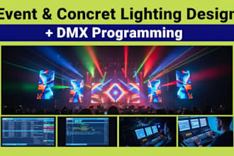 design event and concert lighting plan with dmx programming and lighting setup