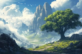 digitally paint fantasy landscape