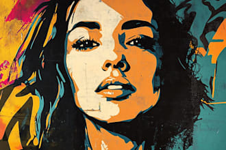do a detailed graffiti stencil with multiple layers