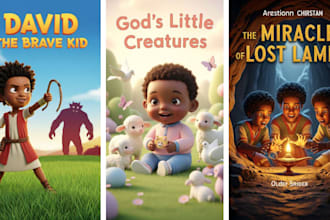 illustrate christian book illustration, bible themed children book illustration
